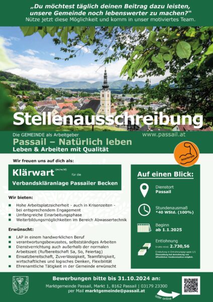 Stellenausschreibung Klärwart Verlängerung neu